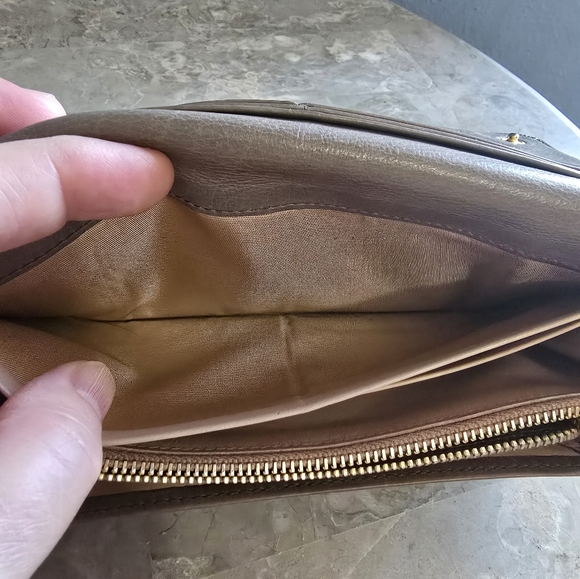 Prada Authentic Calf Skin Leather Ribbon Gray Brown Taupe Wallet - Picture 11 of 12